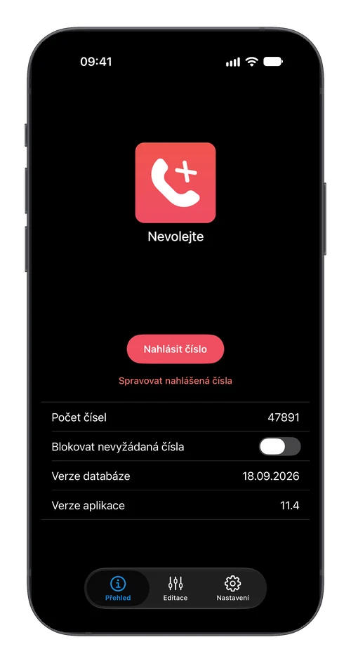 Aplikace Nevolejte v telefonu
