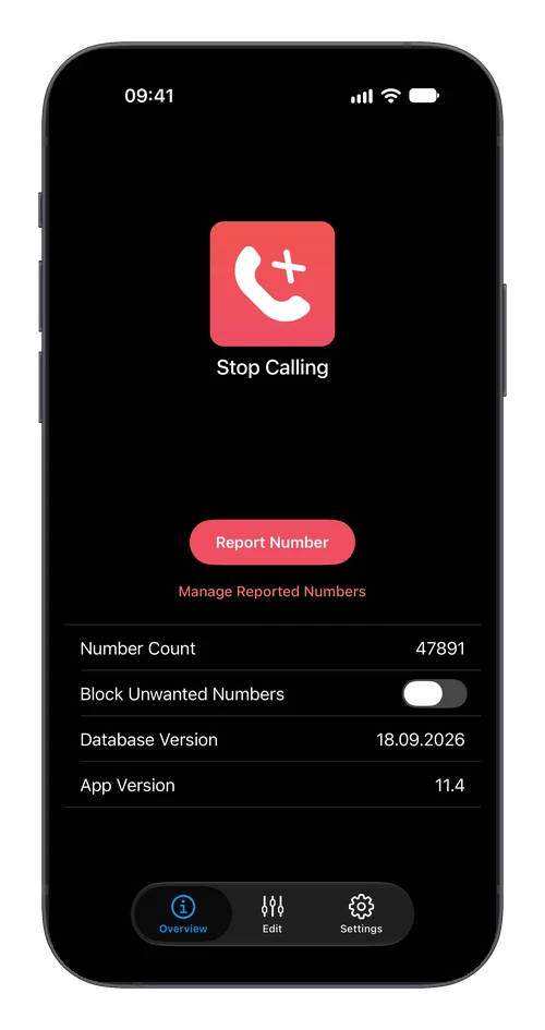 The Stop Calling app on a phone